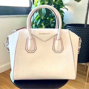 GIVENCHY Antigona Small in White Calf Skin & Red Trim NEW Kourtney Karda…